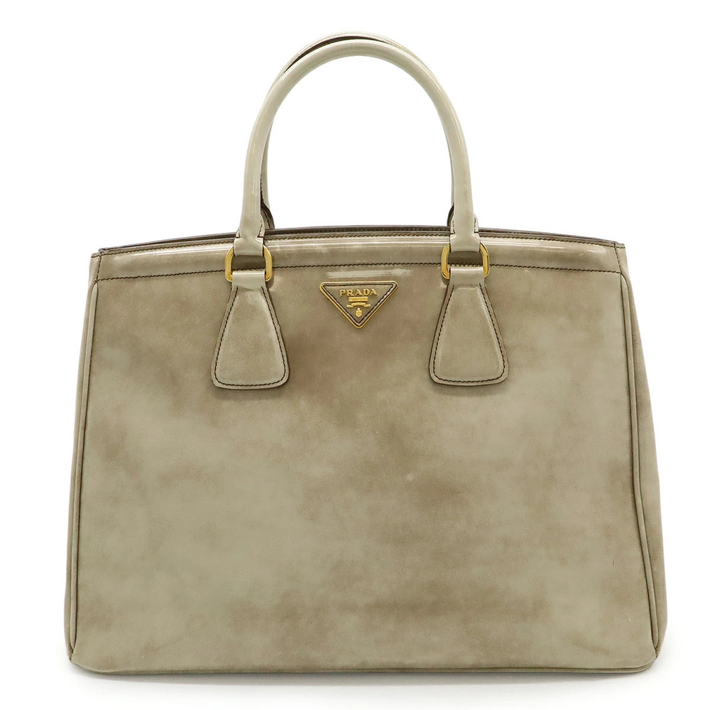 Prada SPAZZOLATO 2way Shoulder Bag enamel CERA FUME Beige Cream